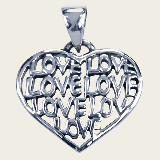 Zilveren Hart met Love ketting hanger