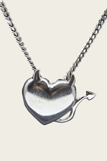 Zilveren Duivels hart ketting hanger