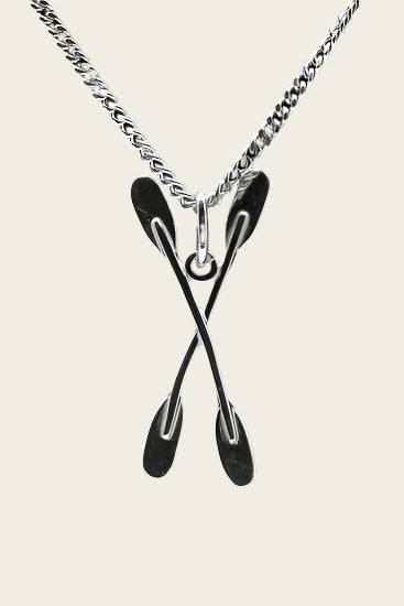 Zilveren Peddel ketting hanger - duo