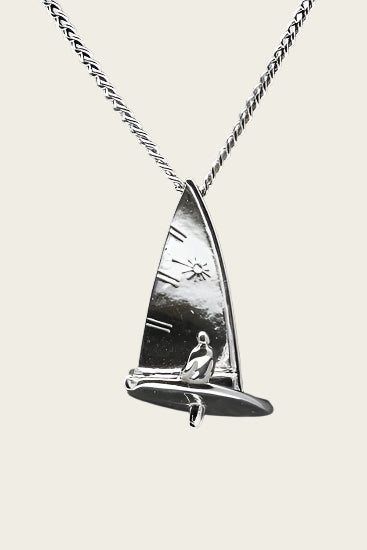 Silver Sailboat Laser Necklace Pendant