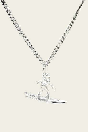 Silver Wave Surfer Necklace Pendant