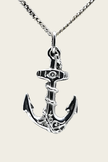 Zilveren Anker ketting hanger met kabel