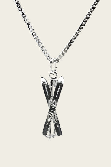 Zilveren Skies ketting hanger - met stokken