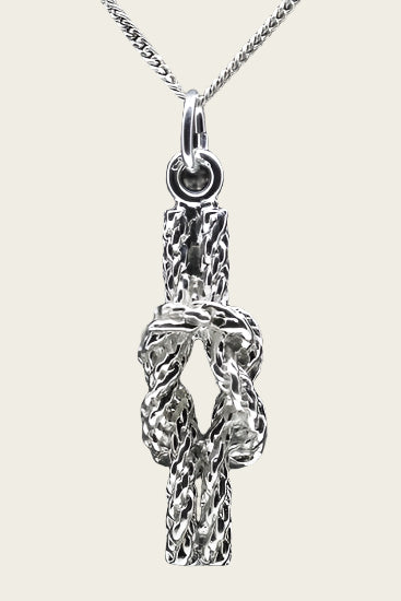 Zilveren Touwknoop massief ketting hanger - XL