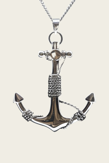 Zilveren Anker met kabel XL ketting hanger