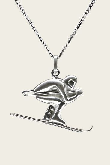 Zilveren Schansspringer ketting hanger