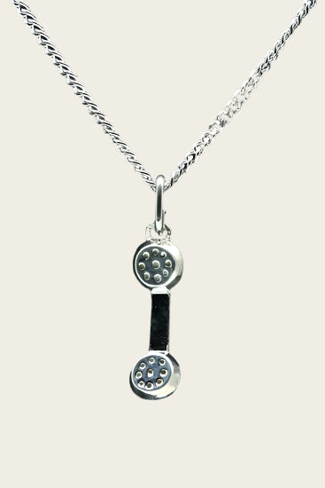 Zilveren Telefoonhoorn ketting hanger