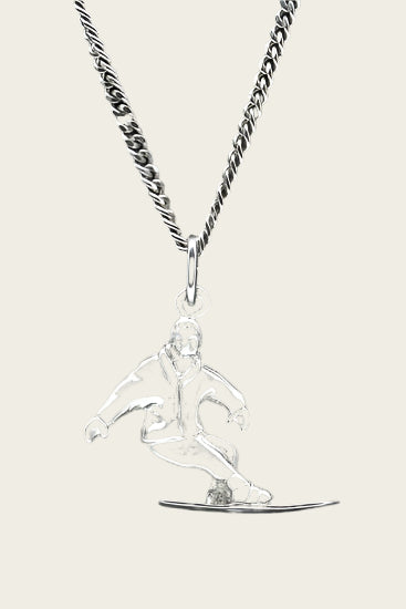 Zilveren Snowboarder ketting hanger
