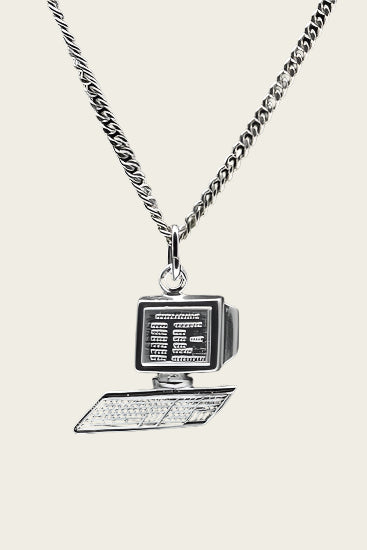 Zilveren Computer ketting hanger