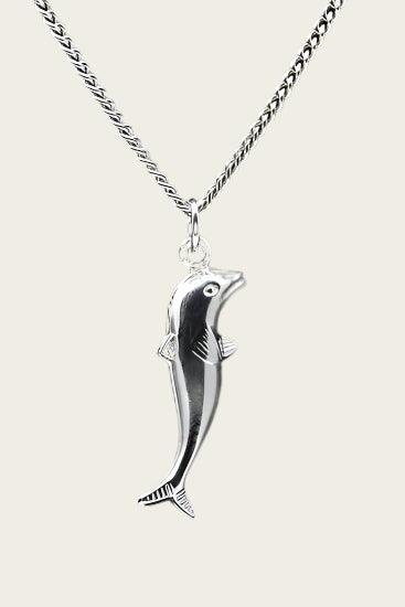 Silver Dolphin Necklace Pendant - Medium