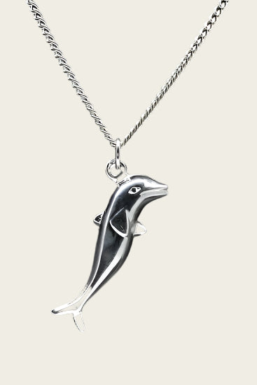 Silver Dolphin Necklace Pendant - Large