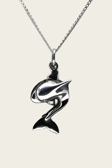 Silver Dolphin Necklace Pendant - Moving Tail