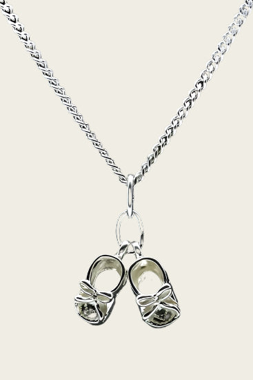Zilveren Babyschoen ketting hanger - dubbel