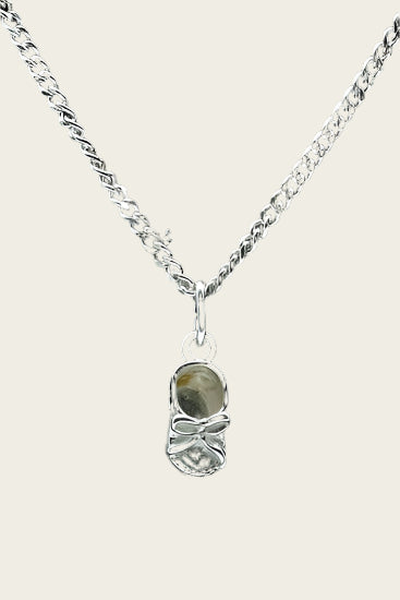 Zilveren Babyschoen ketting hanger