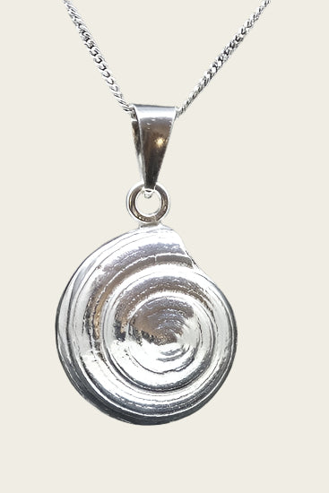 Zilveren Slakkenhuis middel ketting hanger