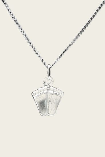 Zilveren Baby voetjes ketting hanger