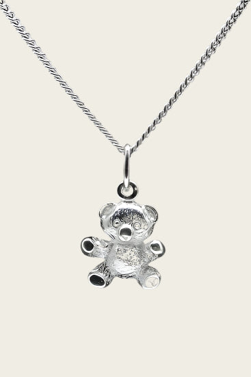 Zilveren Beer ketting hanger - hol