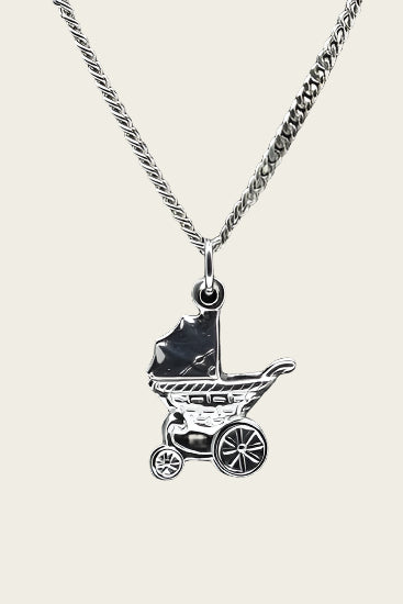 Zilveren Kinderwagen ketting hanger