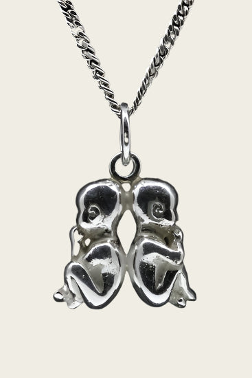 Zilveren Baby tweeling back to back ketting hanger