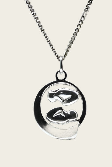 Zilveren Baby tweeling in buik ketting hanger