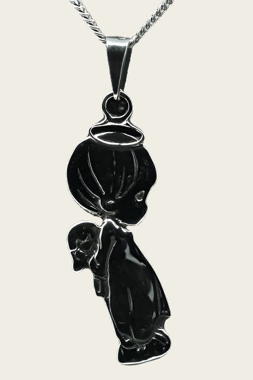 Zilveren Baby als engel ketting hanger