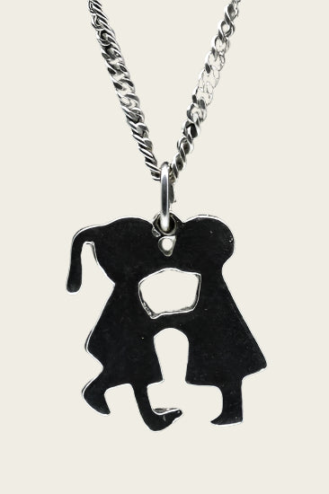 Silver Boy and Girl Necklace Pendant
