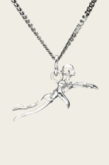 Zilveren Zwemmer ketting hanger