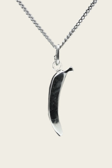 Zilveren Banaan ketting hanger