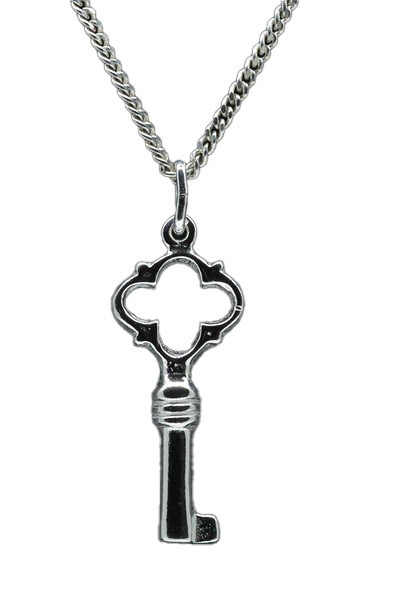 Zilveren Sleutel ketting hanger - middel