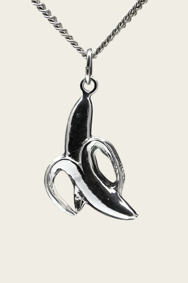 Zilveren Banaan ketting hanger - open
