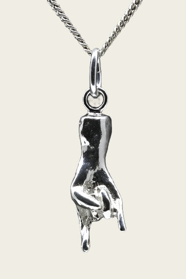 Zilveren Duivelshand groot ketting hanger