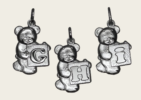 Zilveren Beer met blokletter J ketting hanger - massief