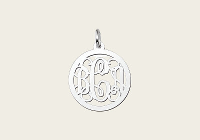 Silver Monogram 1 to 3 Letters Necklace Pendant - Small