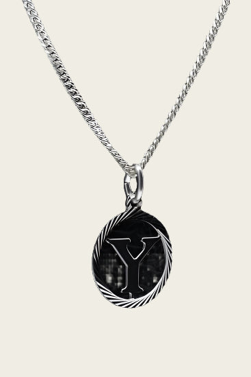 Zilveren Letter Y ketting hanger - rond