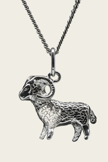 Zilveren Sterrenbeeld Ram ketting hanger - groot