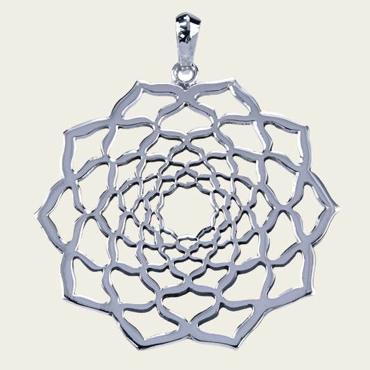 Zilveren Lotus ketting hanger - opengewerkt