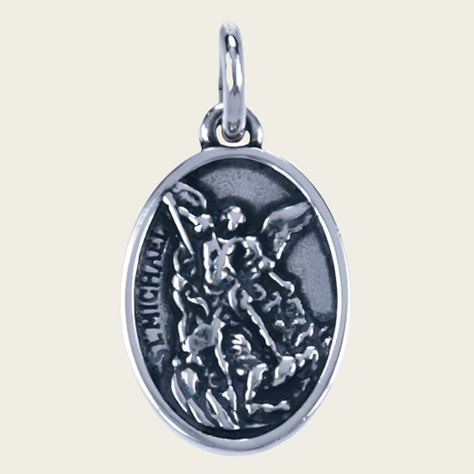 Zilveren Aartsengel Michael ketting hanger