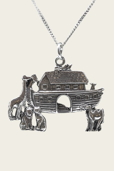 Zilveren Ark van Noach XL ketting hanger