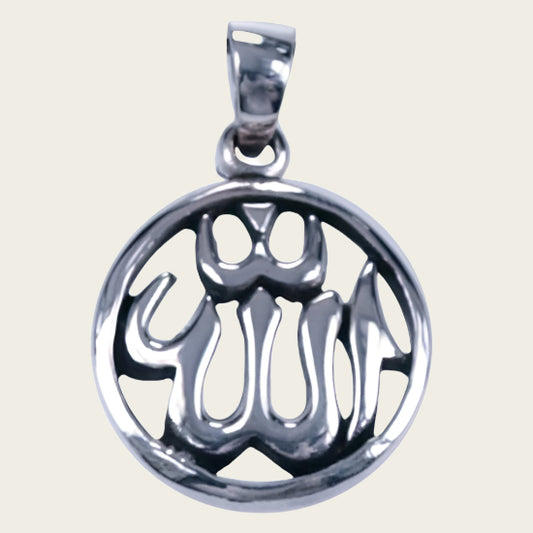 Zilveren Allah opengewerkt ketting hanger