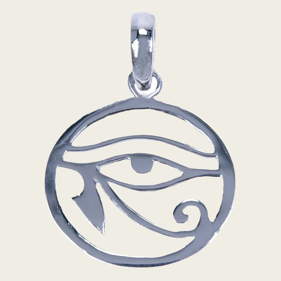 Silver Eye of Horus Necklace Pendant - Round