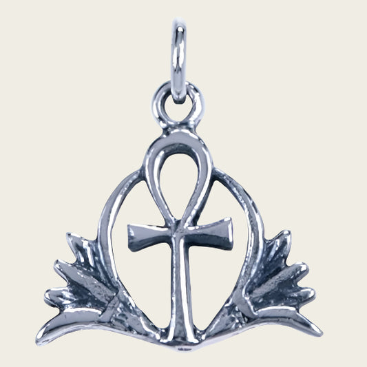Zilveren Ankh met lelie ketting hanger