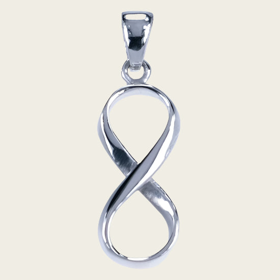 Silver Lemniscate Infinity standing necklace pendant - small with eye