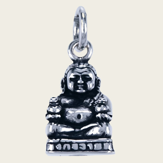 Silver Hotei necklace pendant - money bag