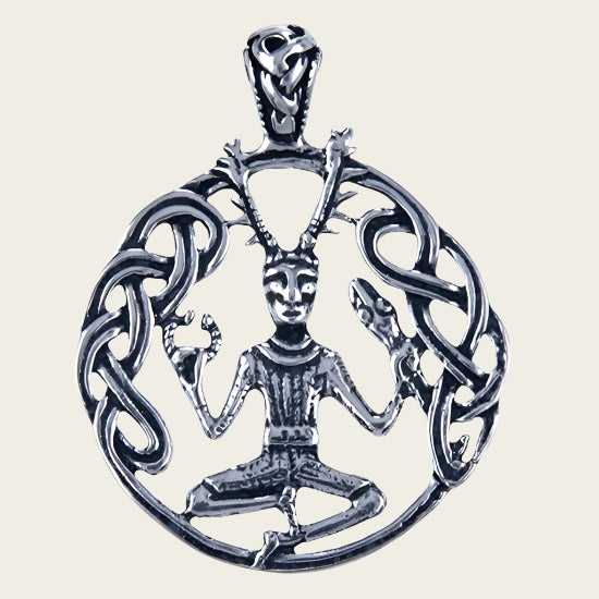 Silver Cernunnos Necklace Pendant - Large