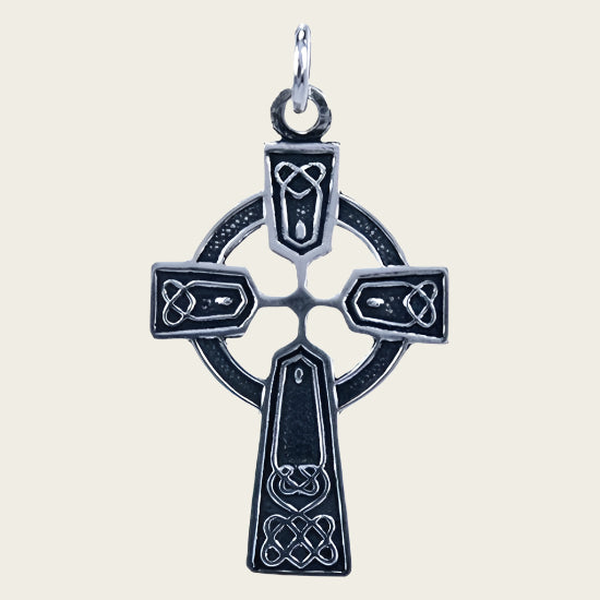 Silver Celtic Cross Necklace Pendant - Medium