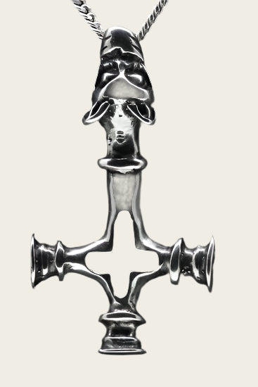 Silver Wolf Cross Necklace Pendant