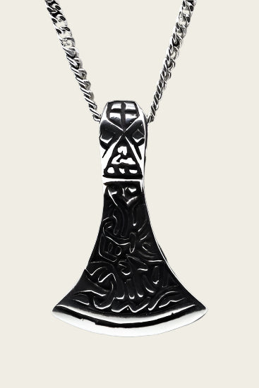 Zilveren Saksische bijl ketting hanger - middel
