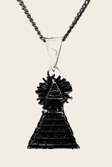 Zilveren Inca tempel ketting hanger