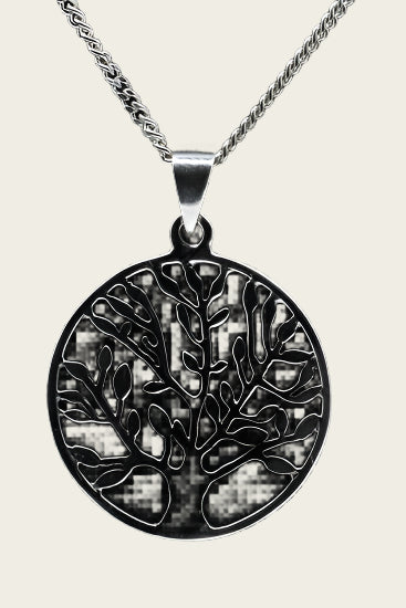 Zilveren Levensboom ketting hanger - rond