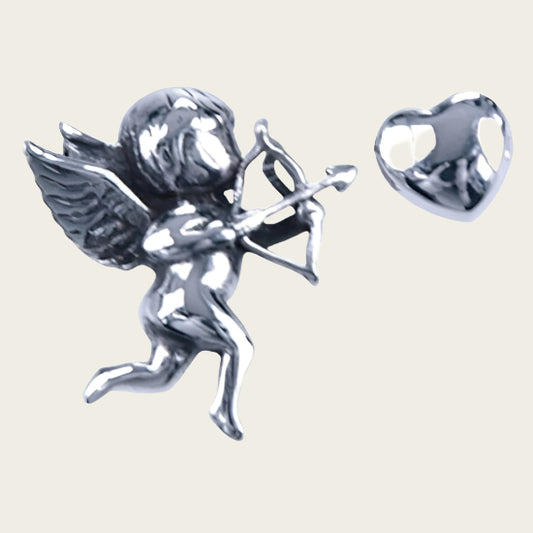 Zilveren Cupido ketting hanger - los hart